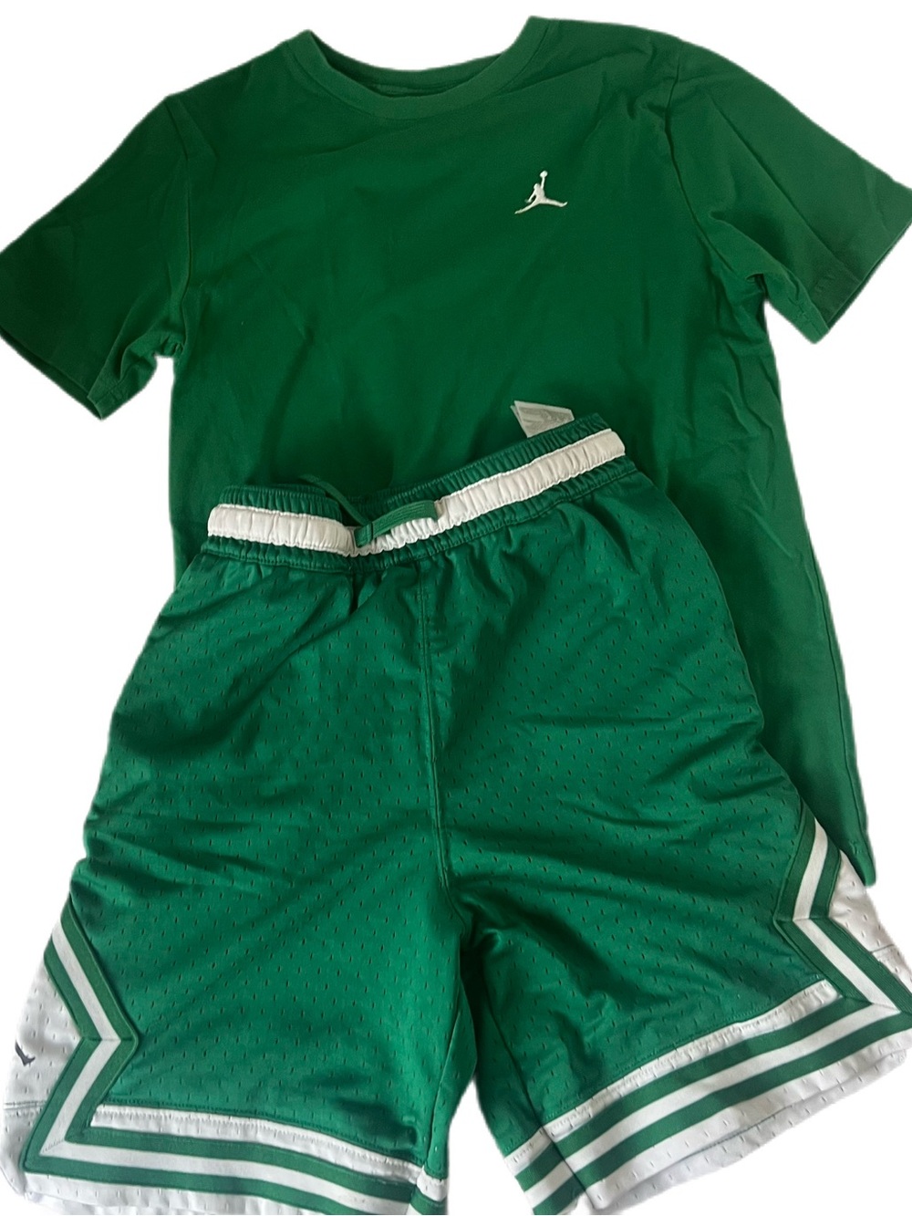 Jordan Green Short Sleeve Tee and Green Mesh Shorts Set